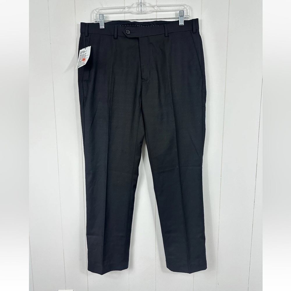 NWT Raymond Mens Black Contemporary Fit Dress Pants Sz Medium M Flat Front